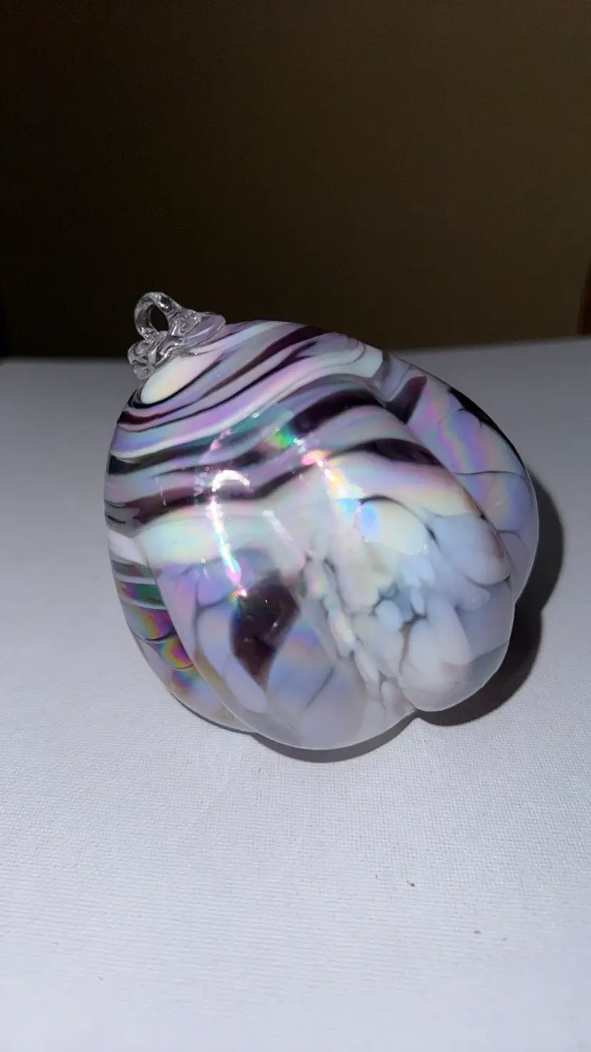 Hand Blown Purple Opalescent Art Glass Christmas Ornament
