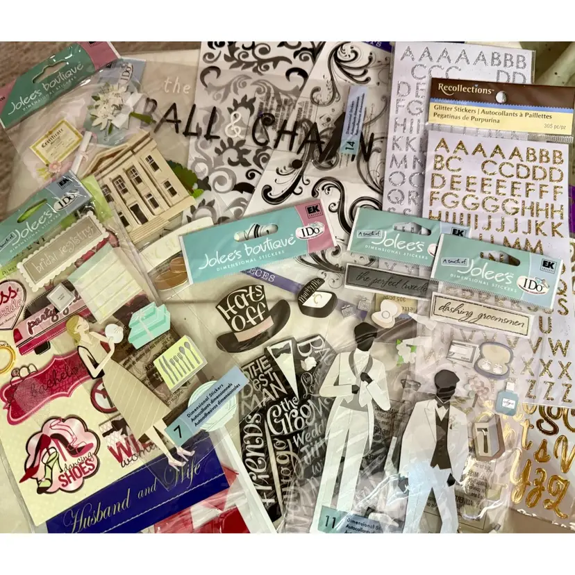 Scrapbooking Or Card Making Wedding Themed Stickers 13 Sets