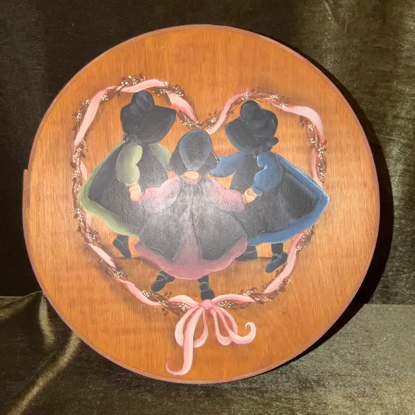 Vintage Wood Round Pantry Box Hand Painted