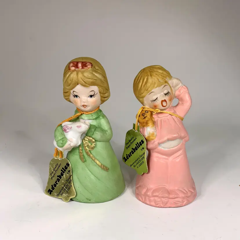 Jasco Adorabelles 1979 Bisque Porcelain Tags Bunny Made Taiwan Cottage Core Vintage