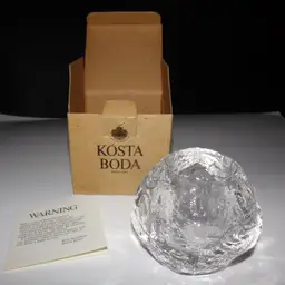 Vintage KOSTA BODA Sweden New In Box SNOWBALL Crystal Votive Holder