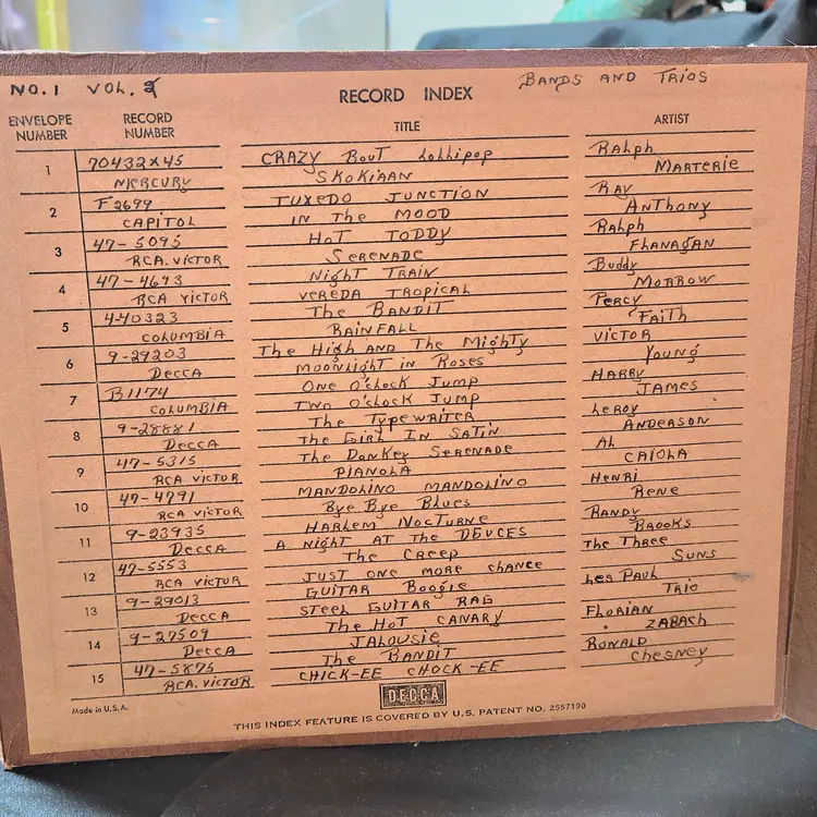 Vintage 34 Record Album w/Table Of Contents