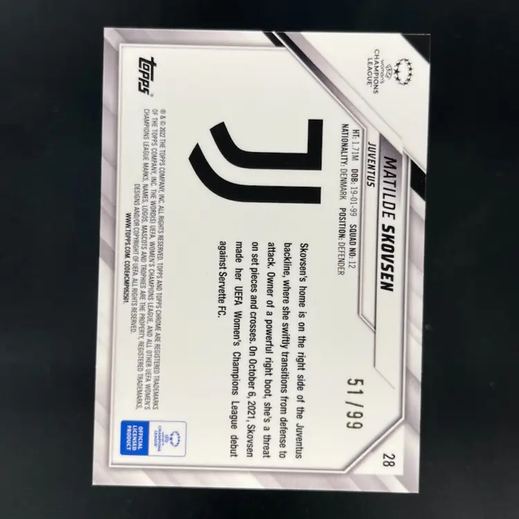 Matilde Skovsen 2021/22 Topps Chrome UWCL Neon Green /99 Soccer Card