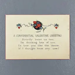 Vintage Valentine Greeting Card Hearts Flowers Poem Rust Craft Boston