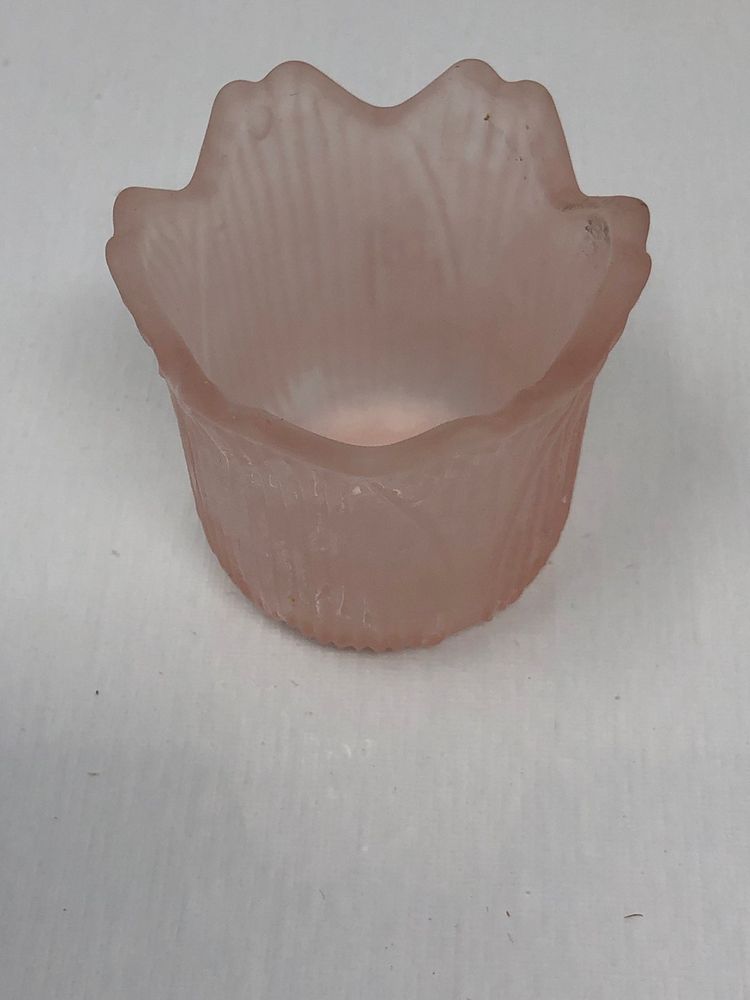 Mini Pink Frosted Satin Glass Tulip Votive Holder