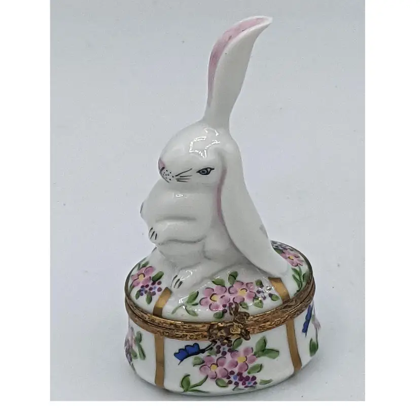 Limoges Box…Bunny Rabbit with Ear Up Retired