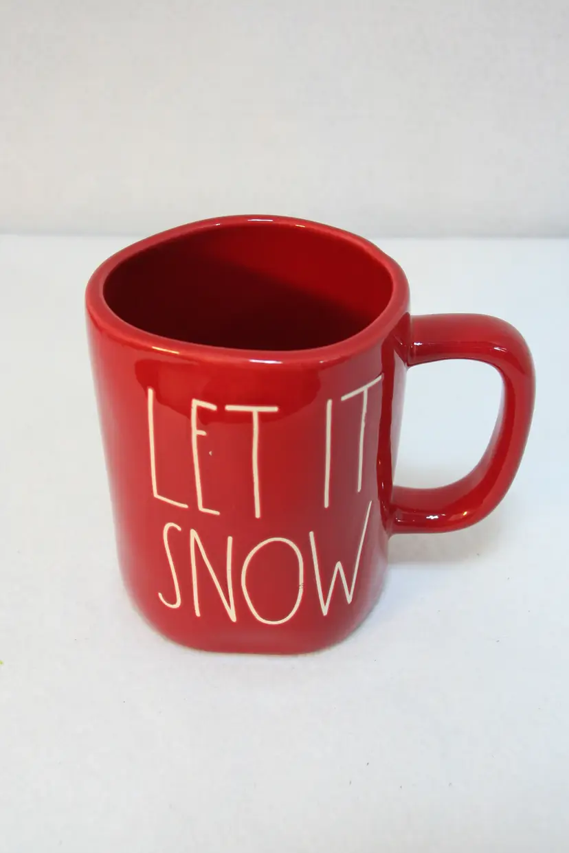 Rae Dunn Artisan Collection Red White Let It Snow Coffee Tea Latte Cocoa Mug Cup