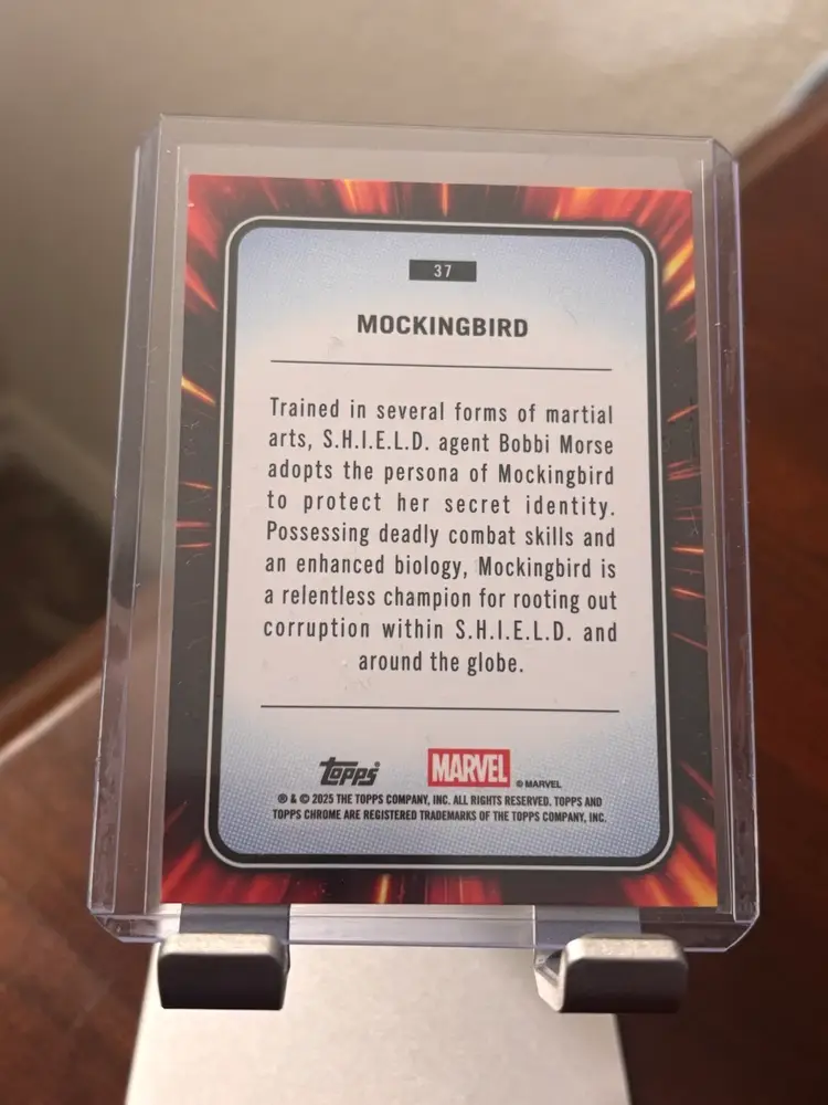 2025 Topps Chrome Marvel Mockingbird Blue & Green Shimmer Refractor 123/199 #37