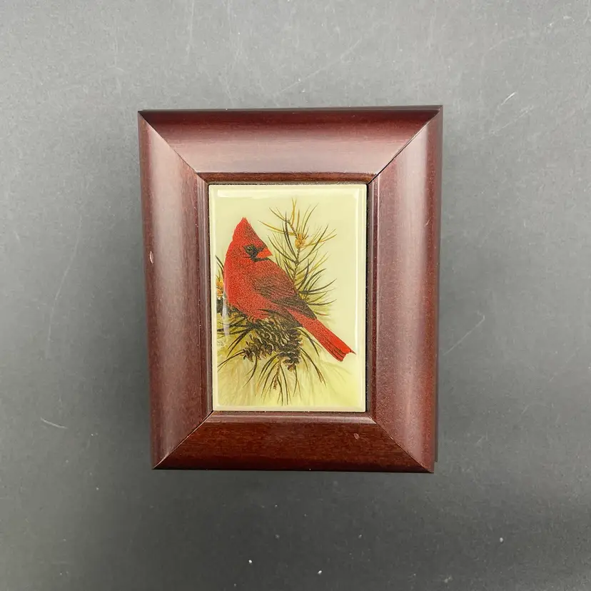 Wooden Music Jewelry Box Cardinal Bird Kimberly Enterprises Graphic Art Tiles