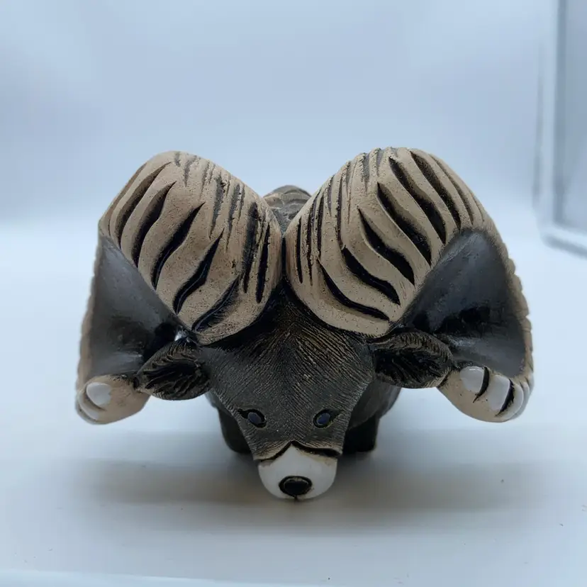 #3012 Handcrafted ceramic ram figurine by Artesania Rinconada.