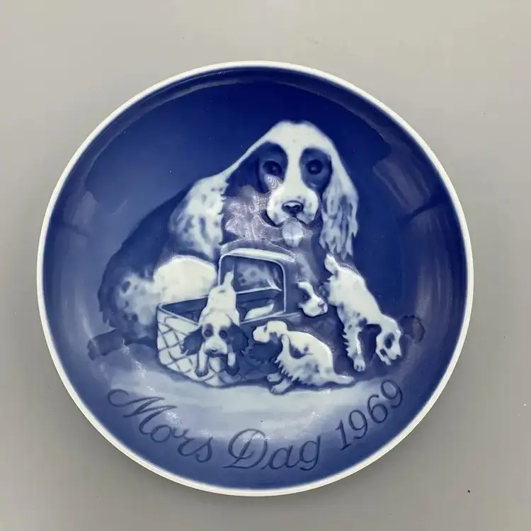 1969 Bing and Grondahl Mother's Day Plate Cocker Spaniel and Puppies Ltd Ed Dogs