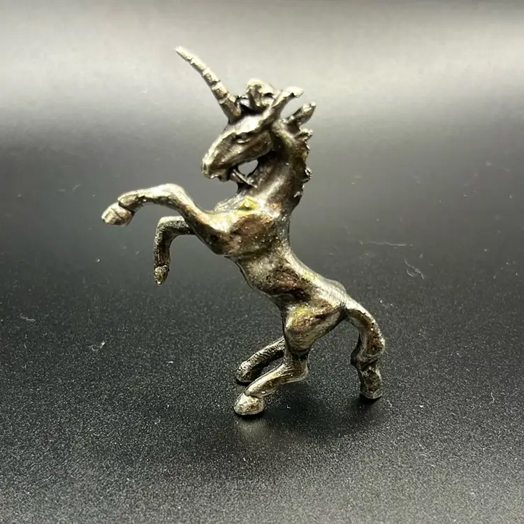 Miniature standing pewter unicorn figurine
