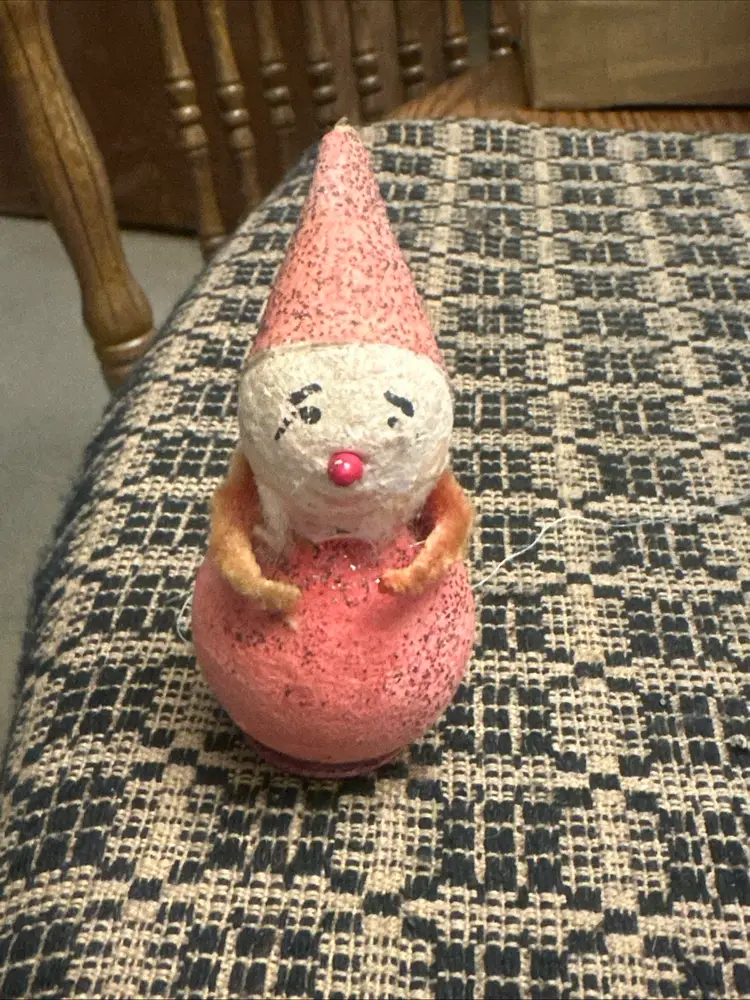 Vintage 1950’s Elf Gnome GLITTER Christmas FIGURE Ornament PUTZ Figure JAPAN