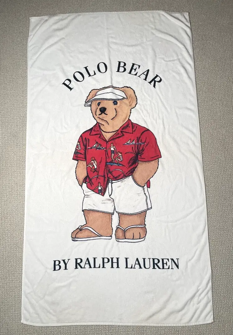 Ralph Lauren Polo Bear Beach Towel Hawaiian Red Surf Shirt Visor Flip Flops