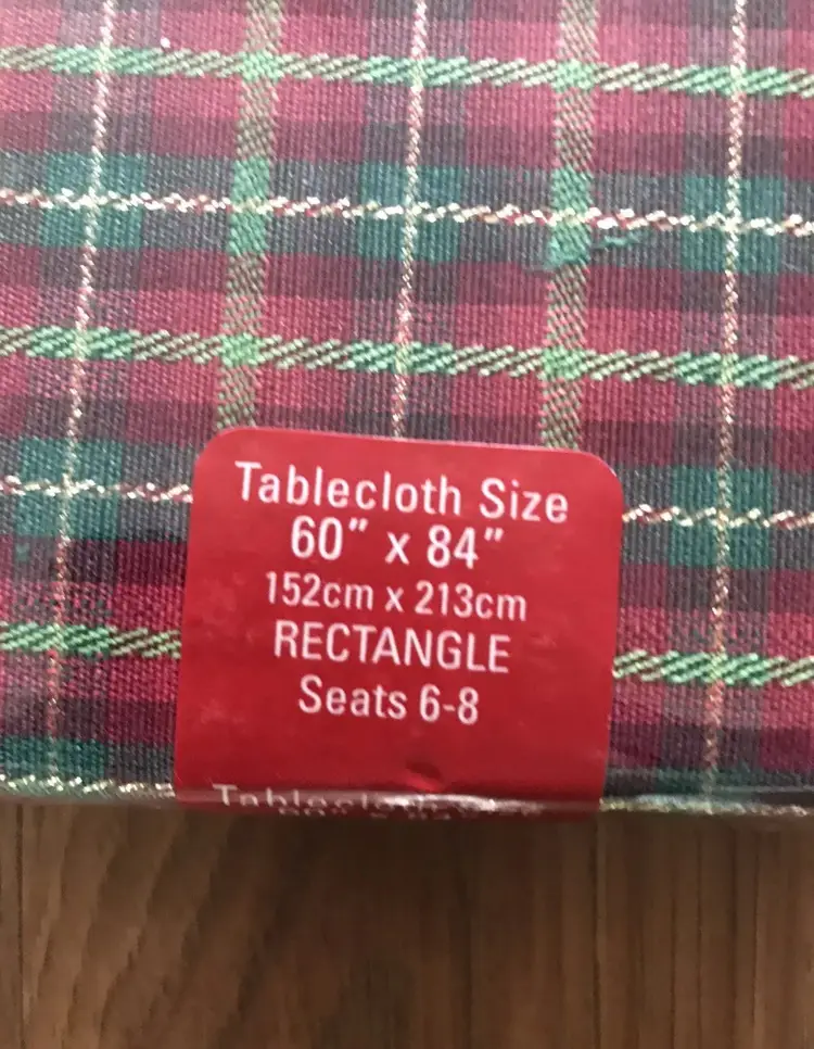 Lenox Tablecloth Holiday Dazzle Plaid Red Green Gold Christmas 60" X 84" Fabric