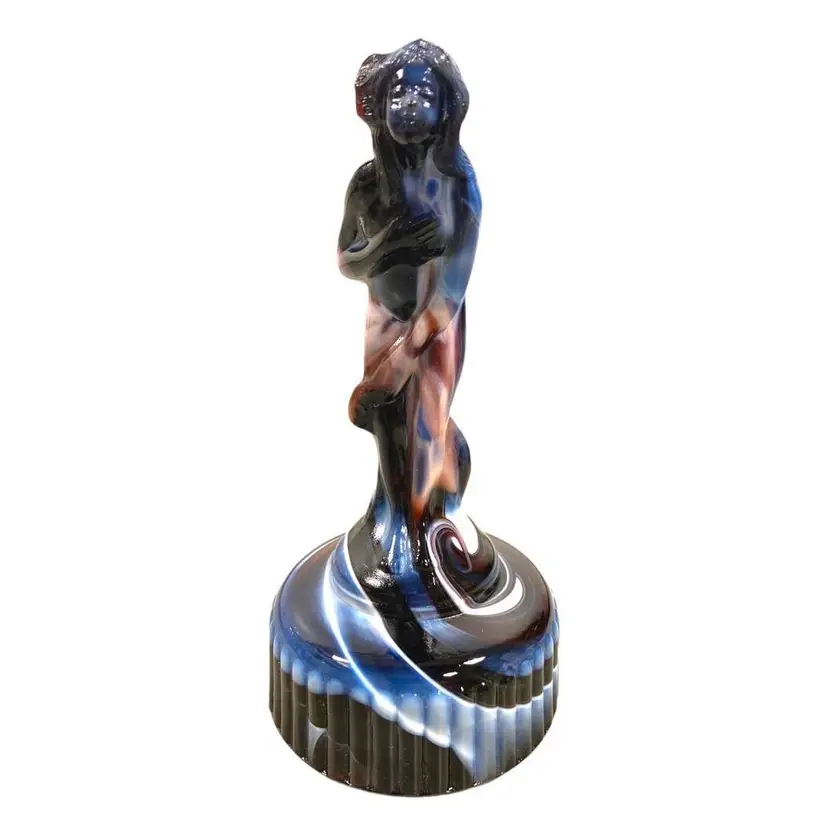 1980's Black Imperial Slag Glass Venus Rising Statue/Figurine