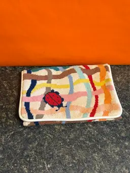 All Needlepoint Ladybug Clutch Bag