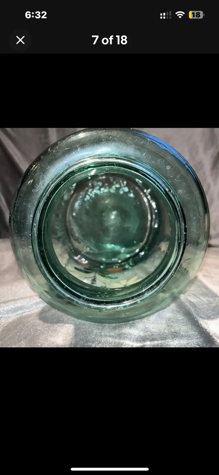 Antique American Blown Glass Storage/Pickle Jar Pontiled Green Hand Painted