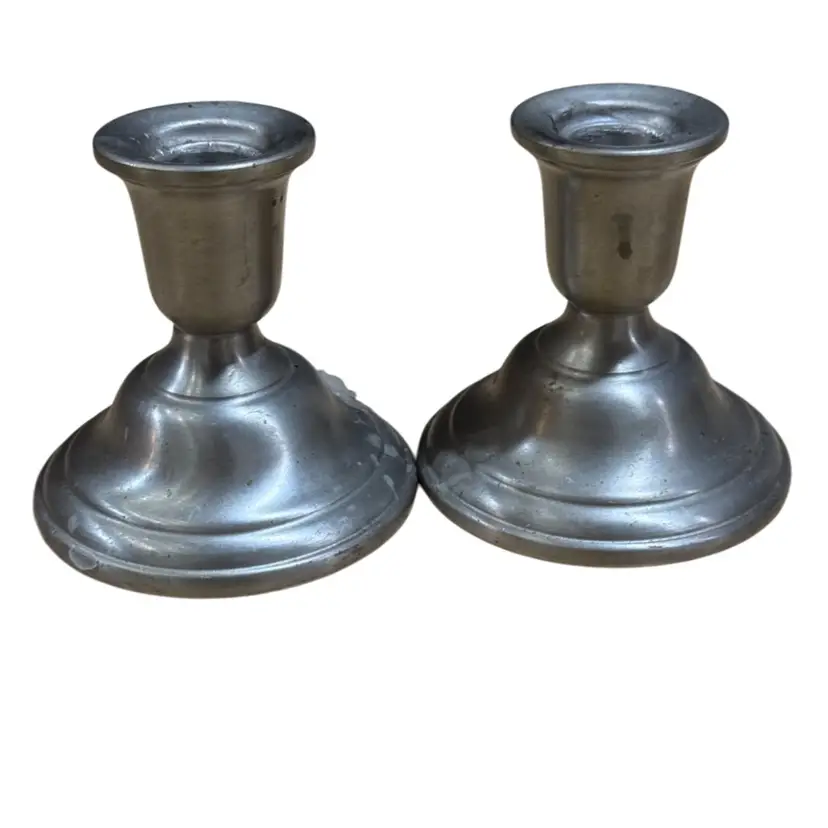 Weighted pewter candlesticks