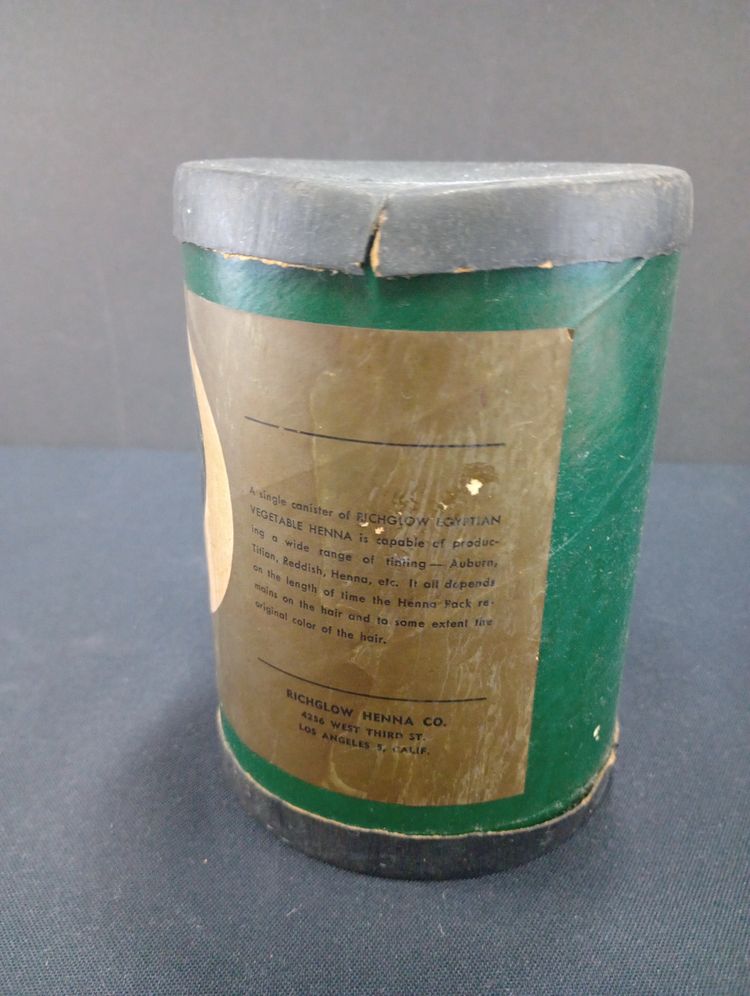 Vintage RichGlow  Henna Cardboard Container. Estimated 1930s-40s