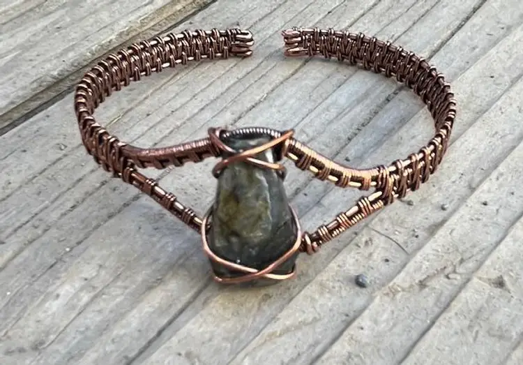 Labradorite Copper Wire Wrapped Bracelet