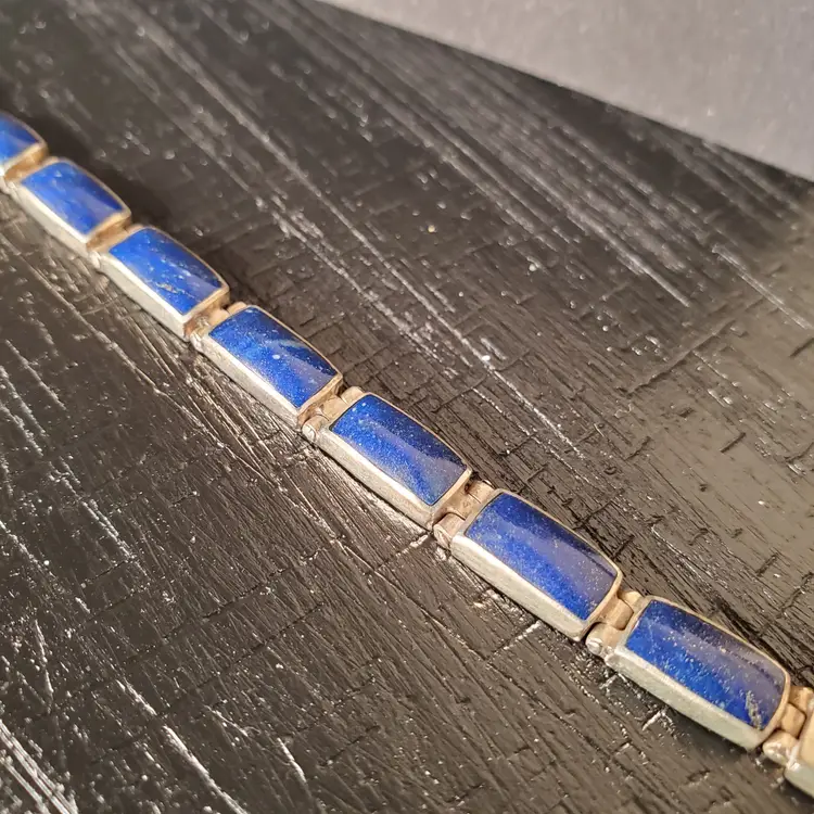 Blue Lapis Lazuli Lapis 950 Sterling Silver Bracelet 7 5/8" Jewelry