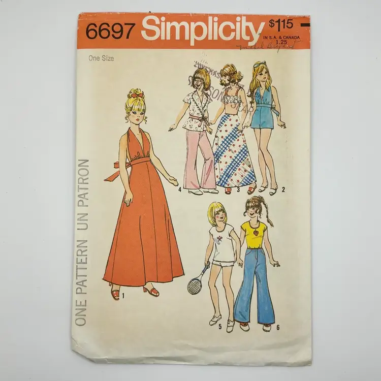*SALE* Simplicity 6697 11.5” Doll Patterns 1974