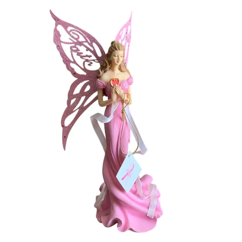 333. Gorgeous “Faith” The Hamilton Collection, Thomas Kinkade "Wings of Hope" Collection, featuring a pink-clad Fairies 🧚 Holding A Beautiful Red Heart