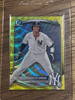 Engelth Urena 2025 Bowman Chrome Yellow Wave Refractor 64/75 New York Yankees