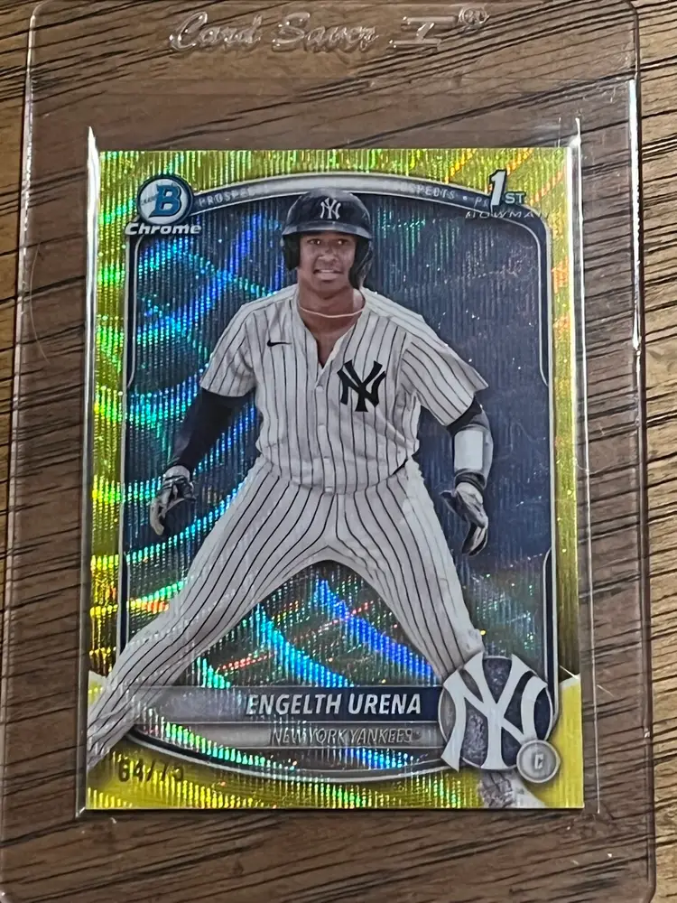 Engelth Urena 2025 Bowman Chrome Yellow Wave Refractor 64/75 New York Yankees