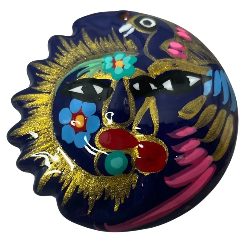 Mexican Talavera Sun And Moon Eclipse Magnet 3”