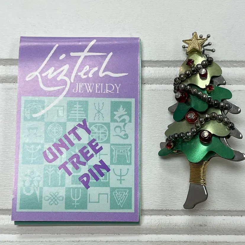 Vintage Liztech Unity Tree Christmas Hand-Crafted Brooch