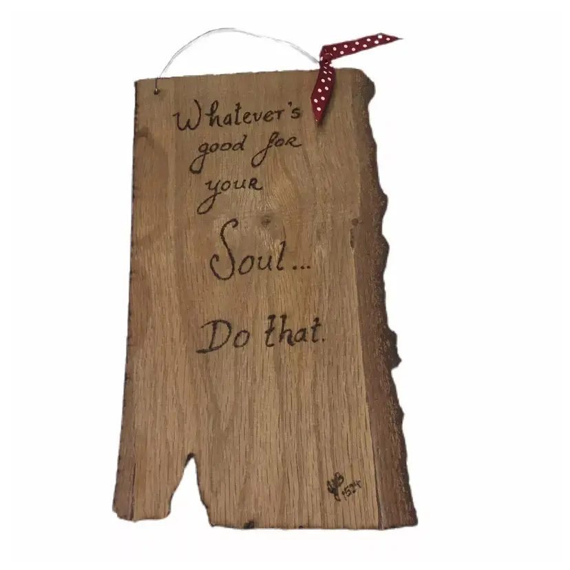 Wood Wall Hanging Homemade Rustic Carving Inspirational Country Cottage Primitive Signed NEW