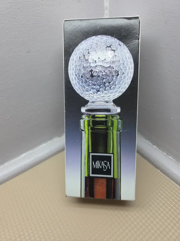 Mikasa Lead Crystal "Tee Time" Golf Ball Wine Liquor Bottle Stopper