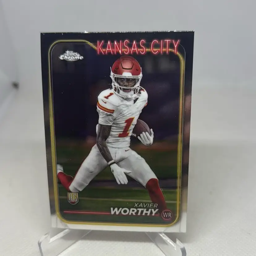 2024 Topps Chrome Football Xavier Worthy Rookie Card Chiefs