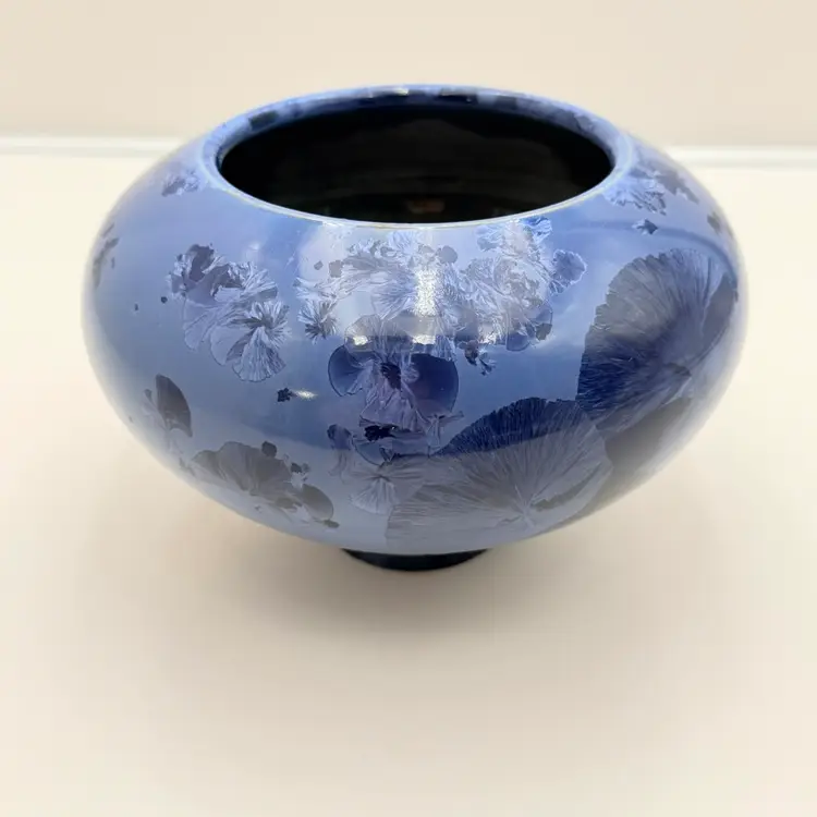 Tim Marcotte Vintage Deep Blue Crystalline Art Pottery Vase