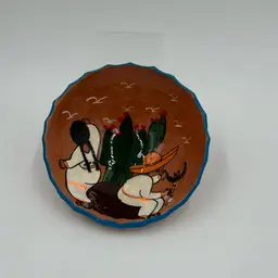 #6. Mexican Ceramic Bowl Folk Art Hand Maid,Painted Mexico Colorful Decorative Only No Makers Mark