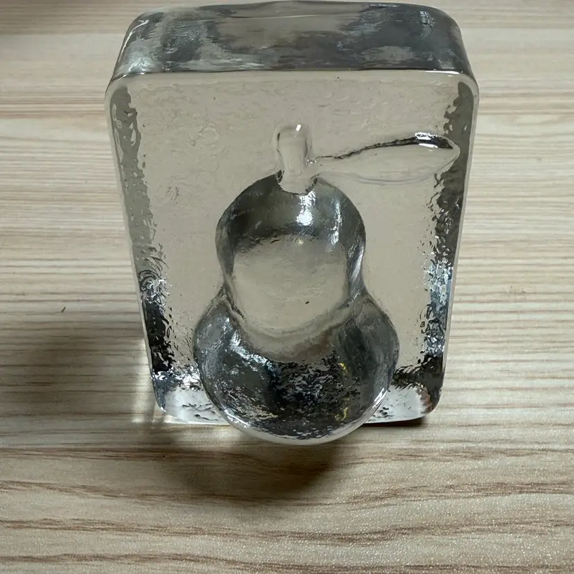 Clear Block Pear/Fig Paperweight