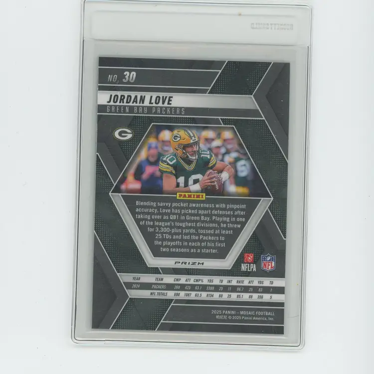 Football 2025 Panini Mosaic Jordan Love #30 Reactive Purple Prizm Green Bay Packers