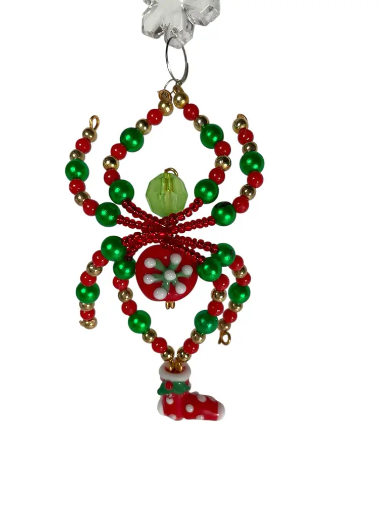 Christmas Spider Ornament Holding Stocking Assembled Made By Me