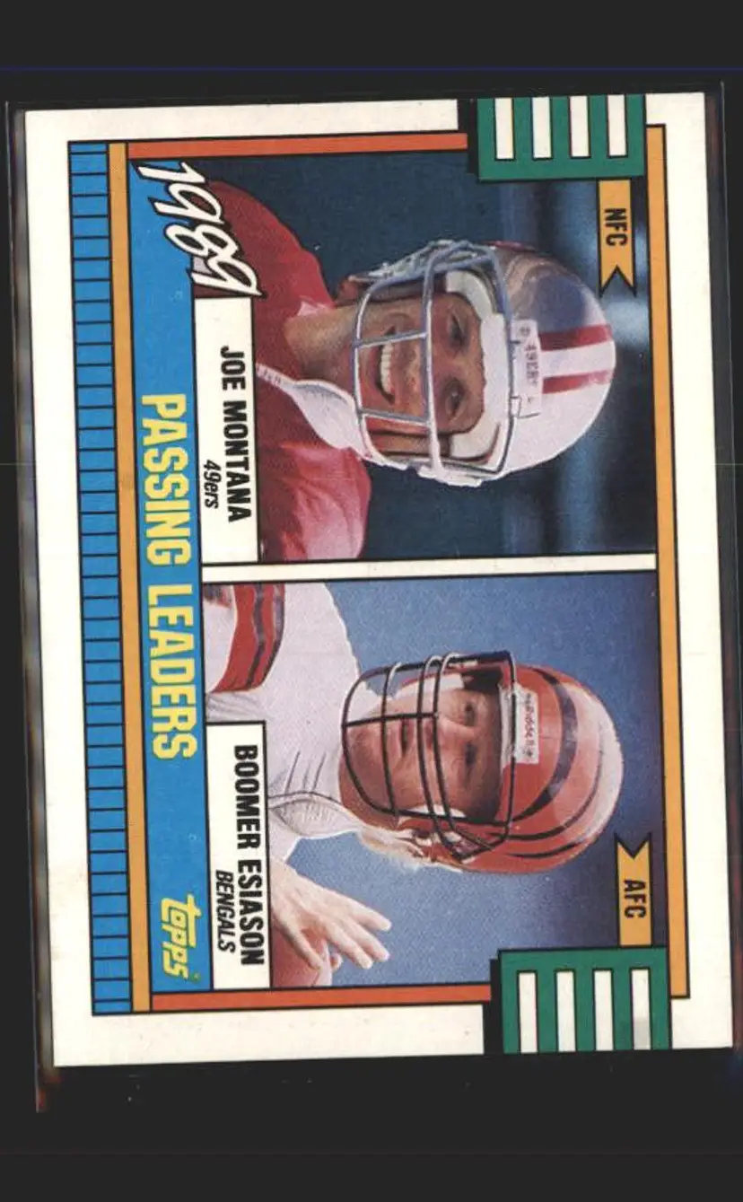 1990 Topps #229 1989 Passing Leaders (Joe Montana / Boomer Esiason) - (137) -
