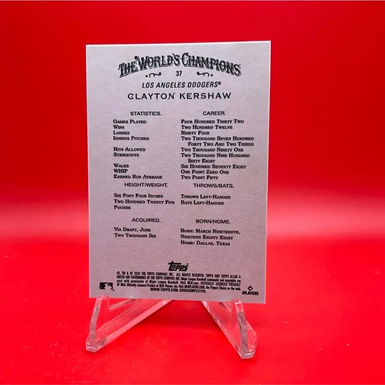 Clayton Kershaw 2025 Topps Allen & Ginter Foil Filagree Los Angeles Dodgers