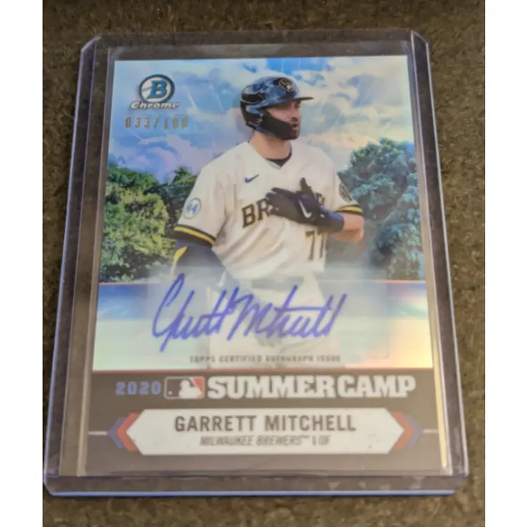 Garrett Mitchell 2021 Bowman Chrome 2020 Summer Camp Autograph SN /100