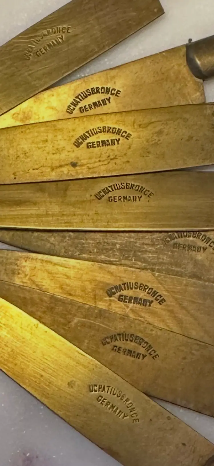 Antique German Uchatius Bronce Fruit/Dessert Knives - Set of 8