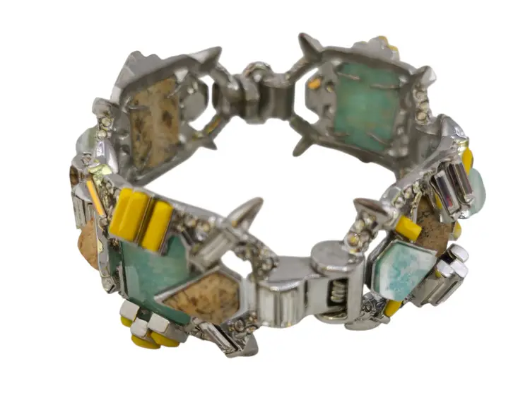 Blingy Rhinestone And Glass Bangle Bracelet (A9094)