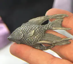 Vintage Mini Bronze Angel Fish Figurine HEAVY Chinese?