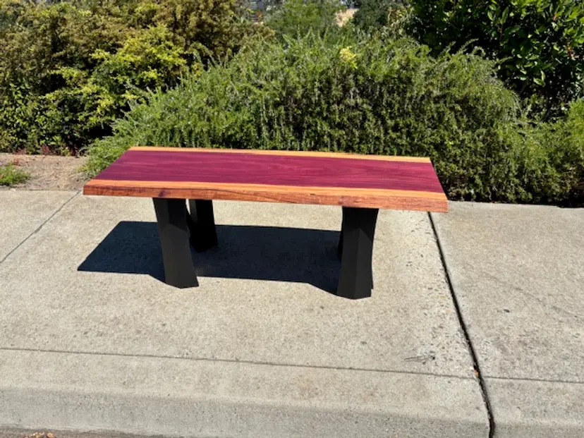 Solid Purpleheart Live-Edge Bench