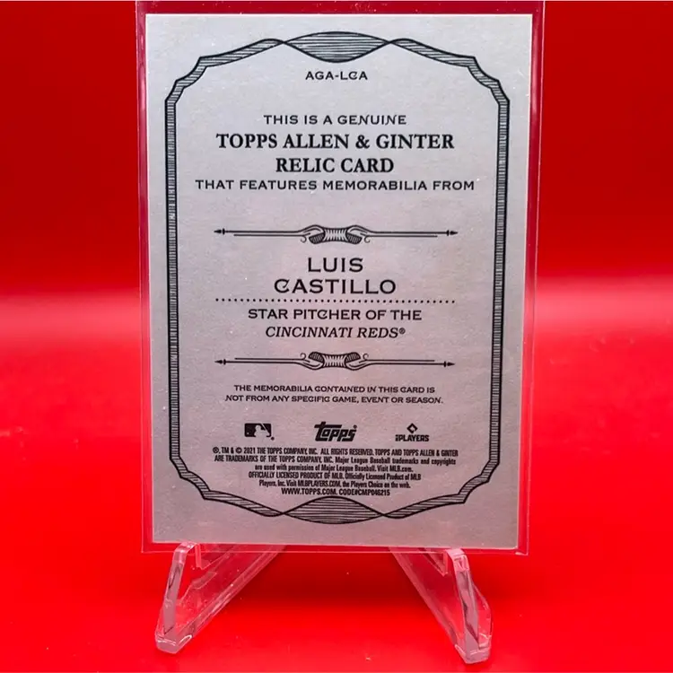 Luis Castillo 2021 Topps Allen & Ginter Full Size Relic Cincinnati Reds