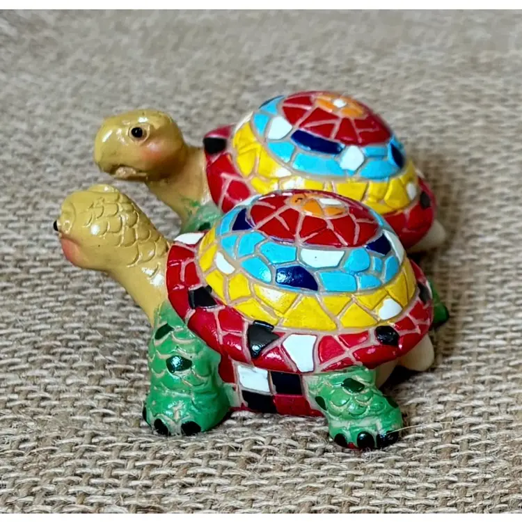 Creaciones Velasco Turtle Resin Figurine Mosaic Shell Spanish Folk Art Boho Fun