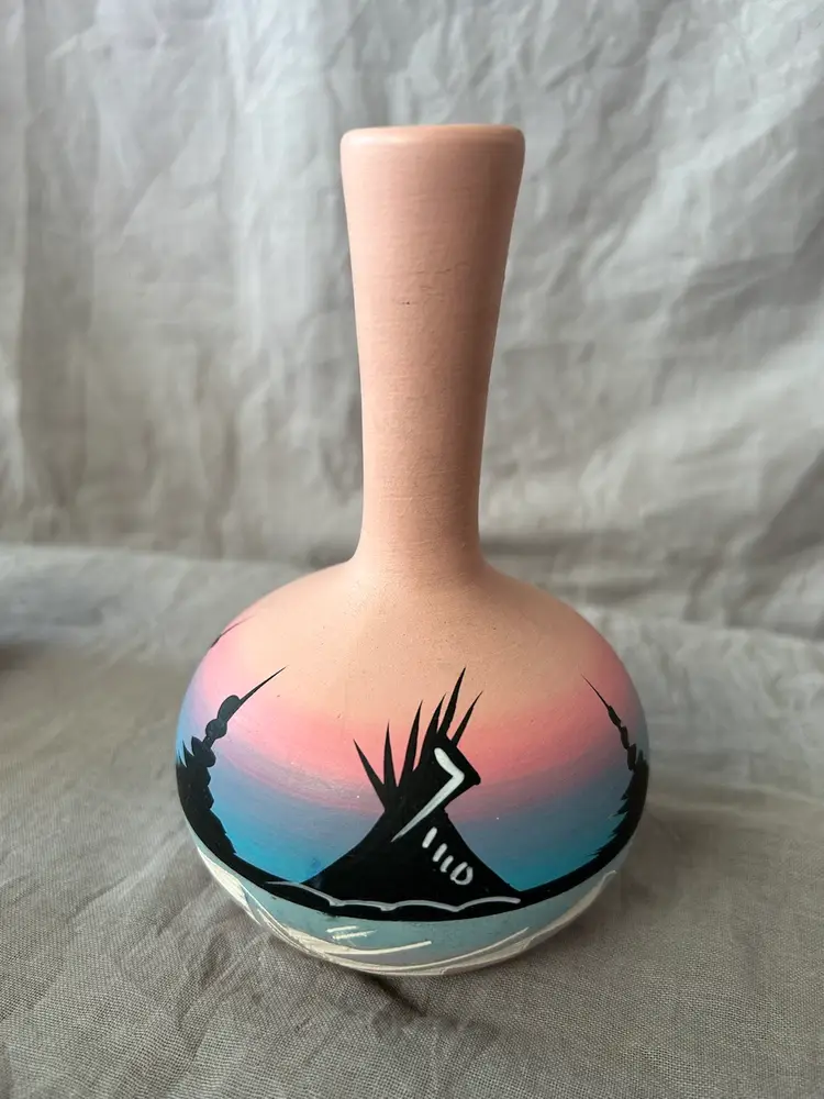 1994 Pink Navajo Pottery Vase 5” Tall